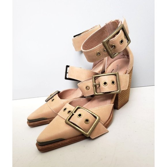 Jeffrey Campbell for Free People Hendrix Heels in Natural Tan Leather Size 5.5 - Picture 2 of 6